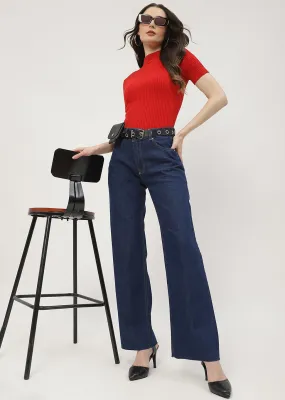 Durable Hardware Madame Highly Washed Blue Wide Leg Jeans