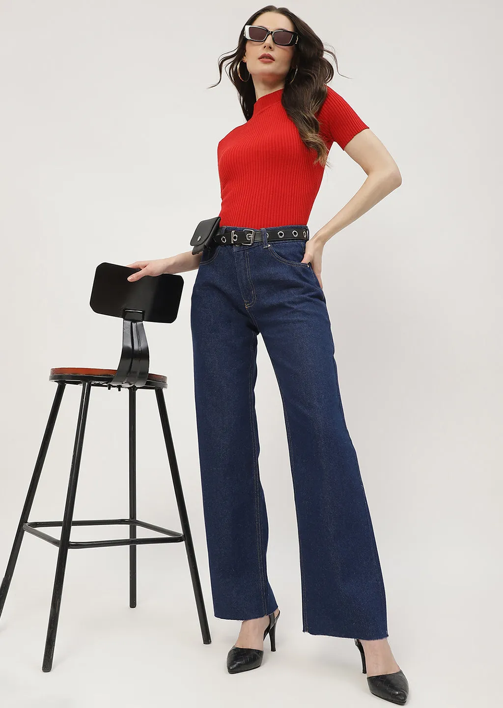 Durable Hardware Madame Highly Washed Blue Wide Leg Jeans