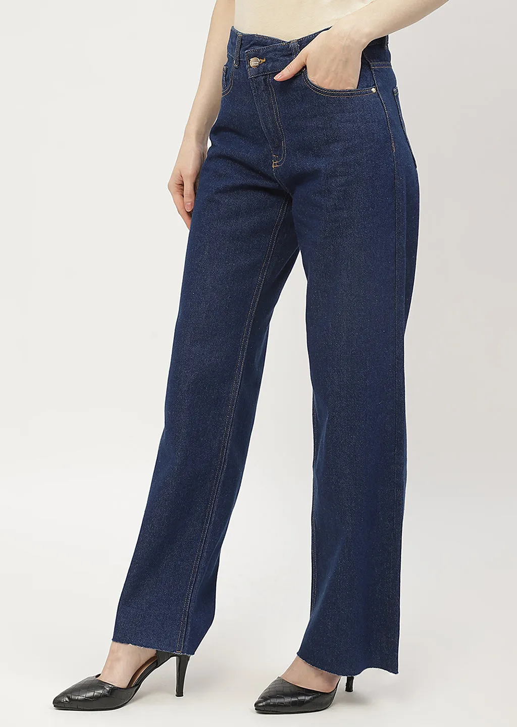 Madame Highly Washed Blue Wide Leg Jeans All Purpose All Style Fit