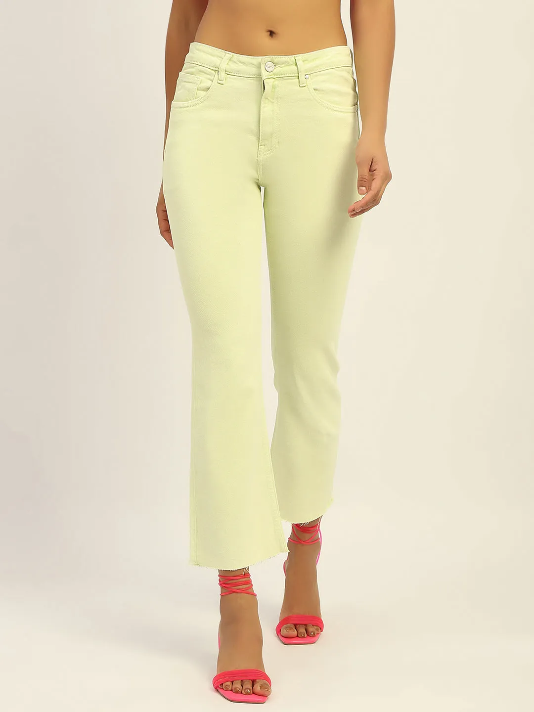 Sharp Finish Madame Mid Rise Cotton Green Denim