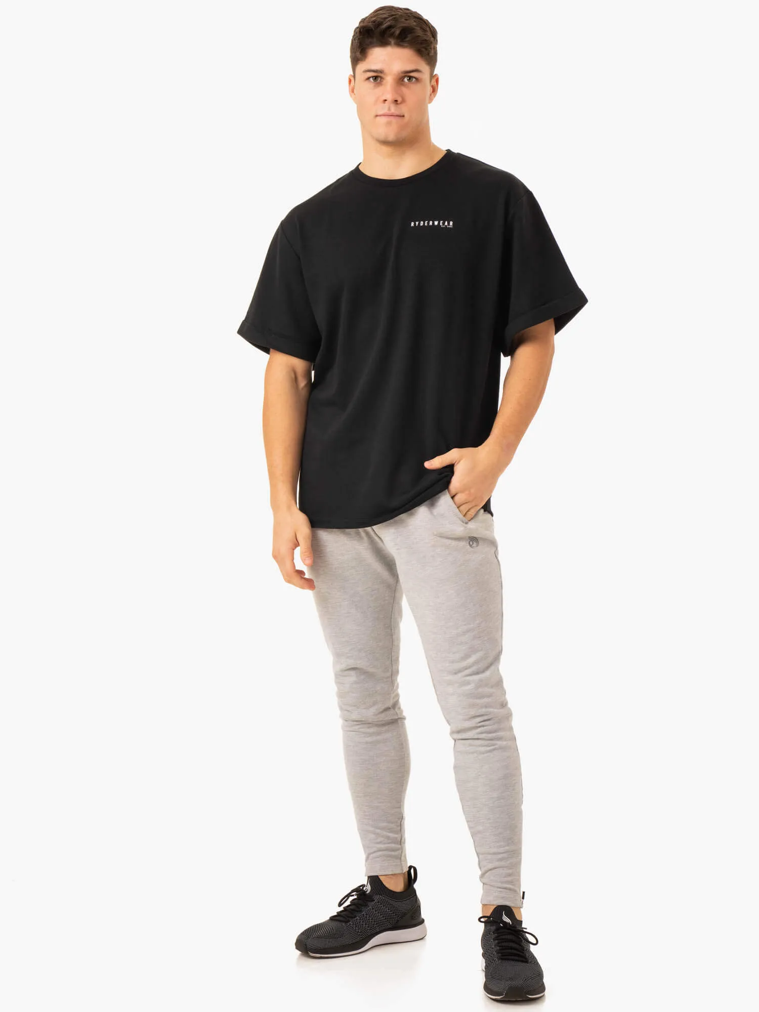 Pursuit Oversized Fleece T-Shirt - Black Stylish and Comfortable