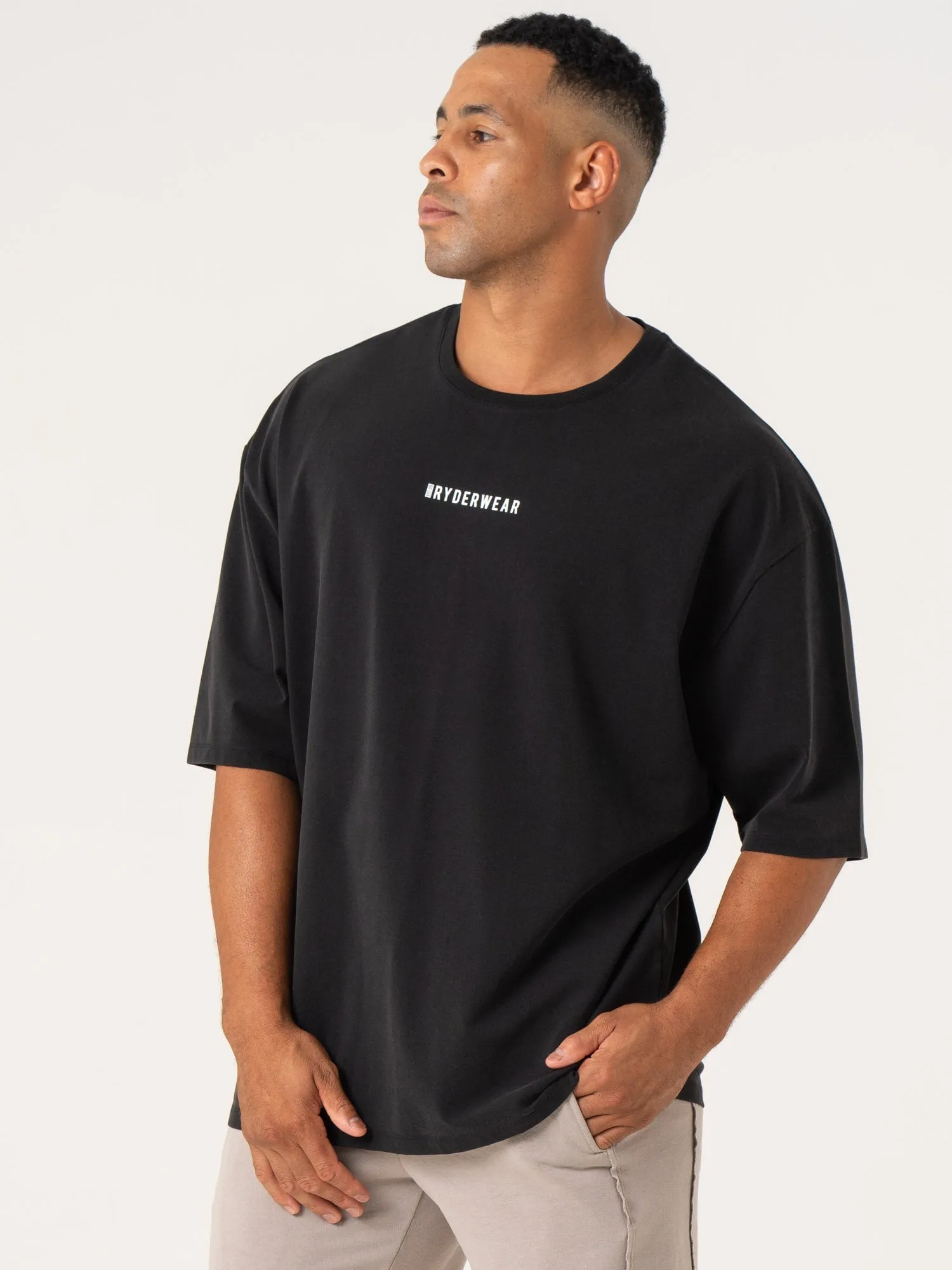 Breathable Yarn Composition Pursuit Oversized T-Shirt - Black Stonewash
