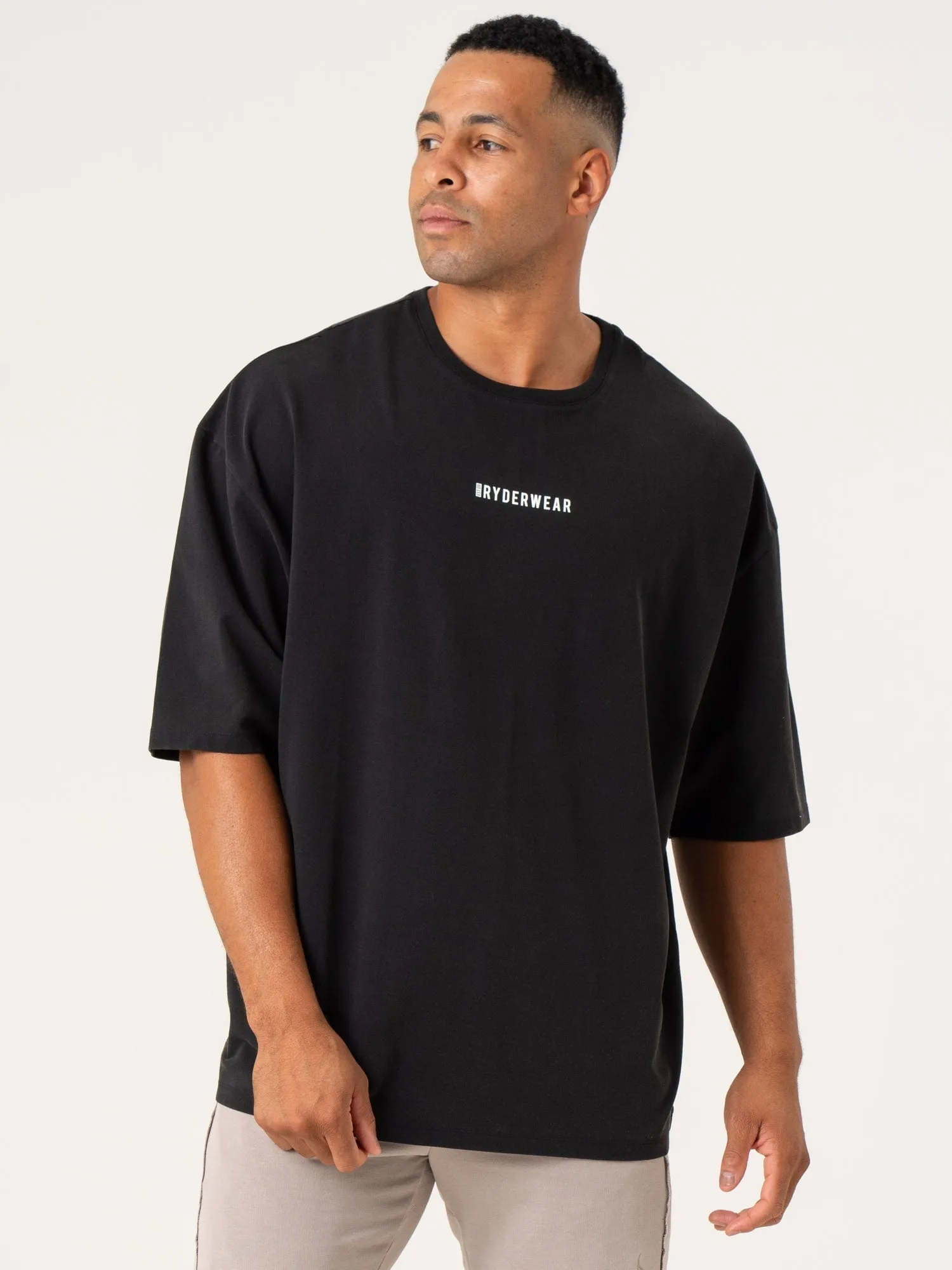 Pursuit Oversized T-Shirt - Black Stonewash semi-formal style Minimalist Stitching