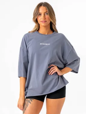 Cozy Design Fit Pursuit Oversized T-Shirt - Denim Blue Stonewash