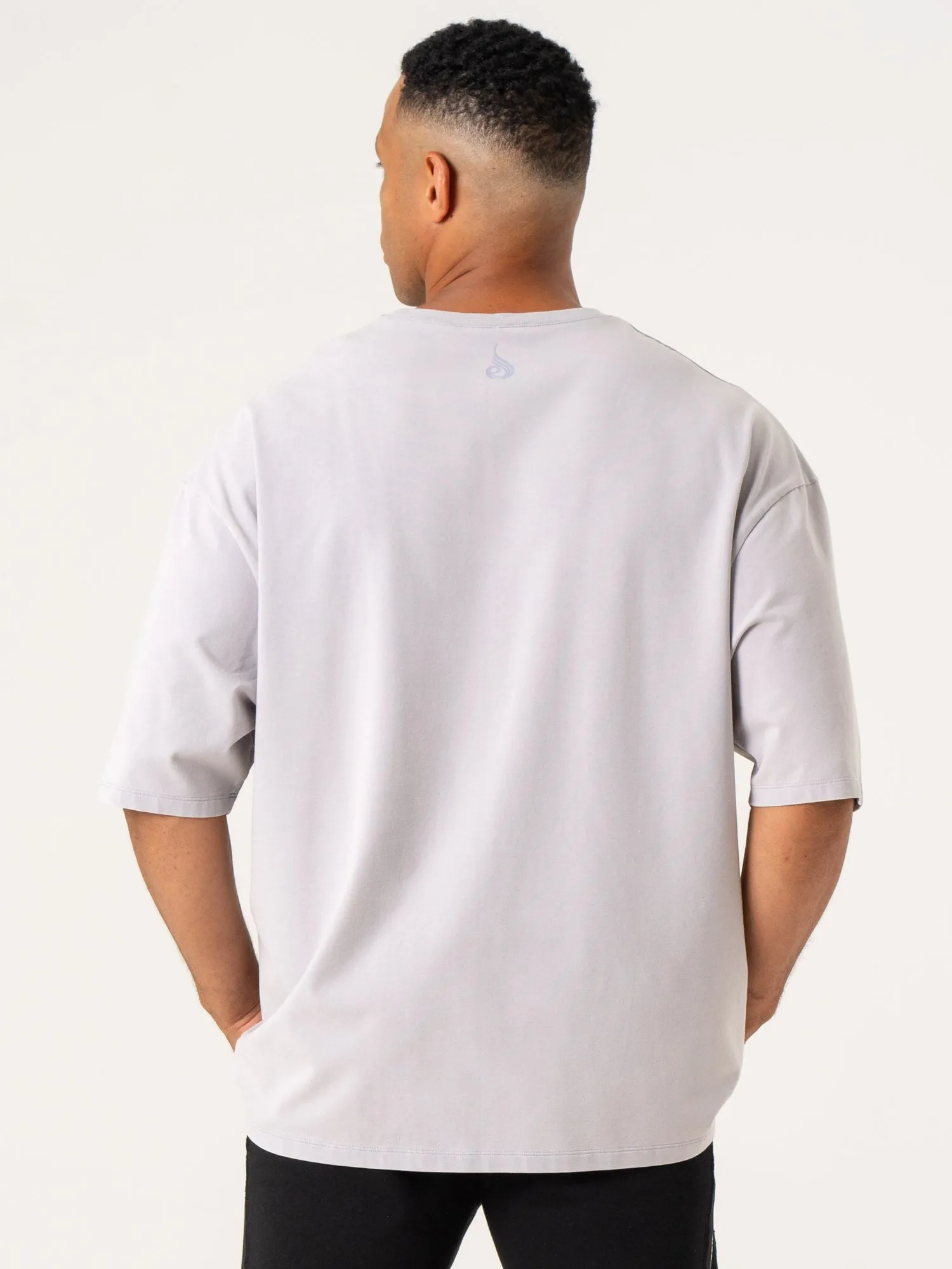 Pursuit Oversized T-Shirt - Lavender Stonewash Stretch Comfort Flexible Ribbed Neckline