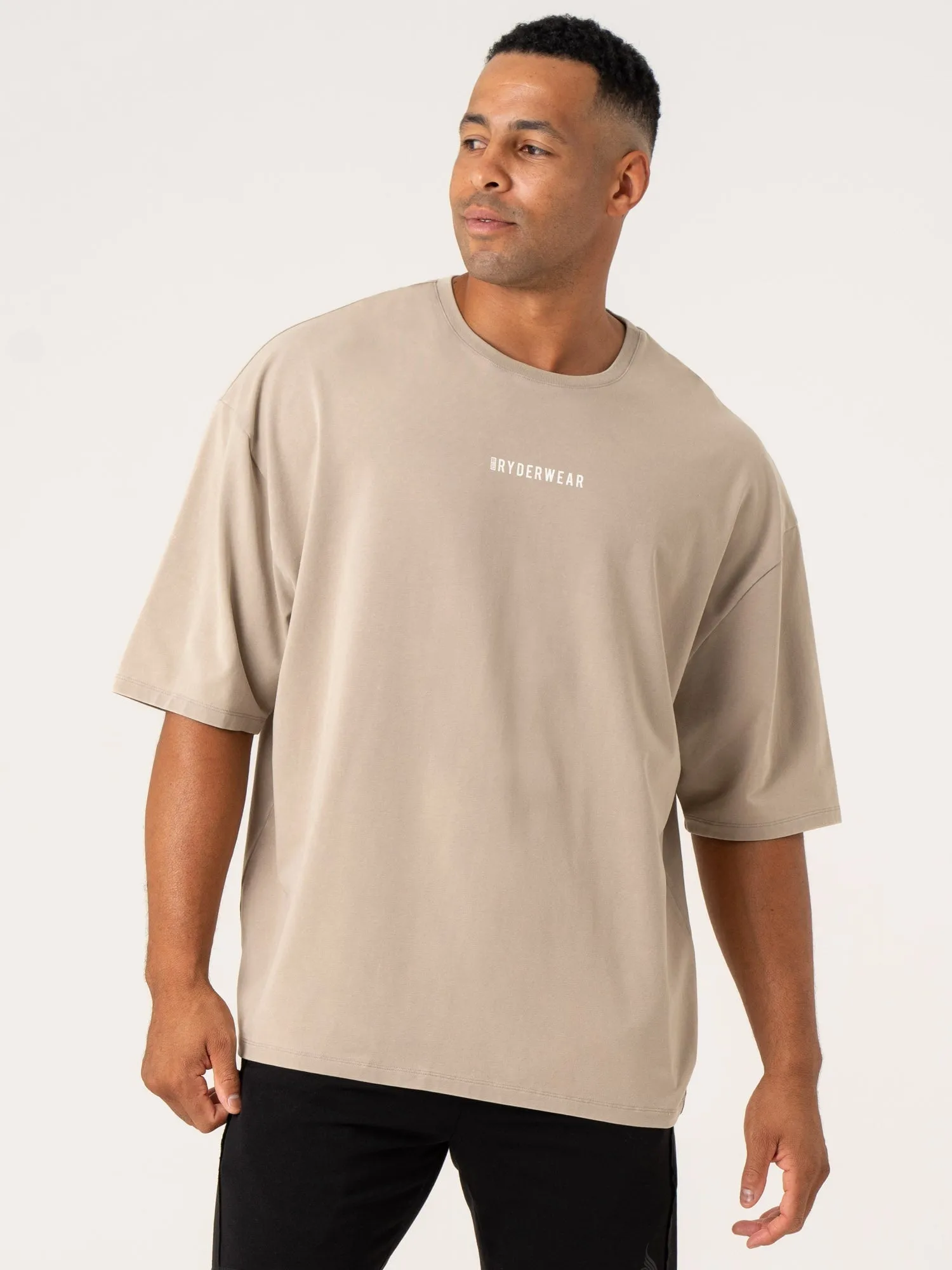 teenagers' MoistureControlFibers Pursuit Oversized T-Shirt - Taupe Stonewash