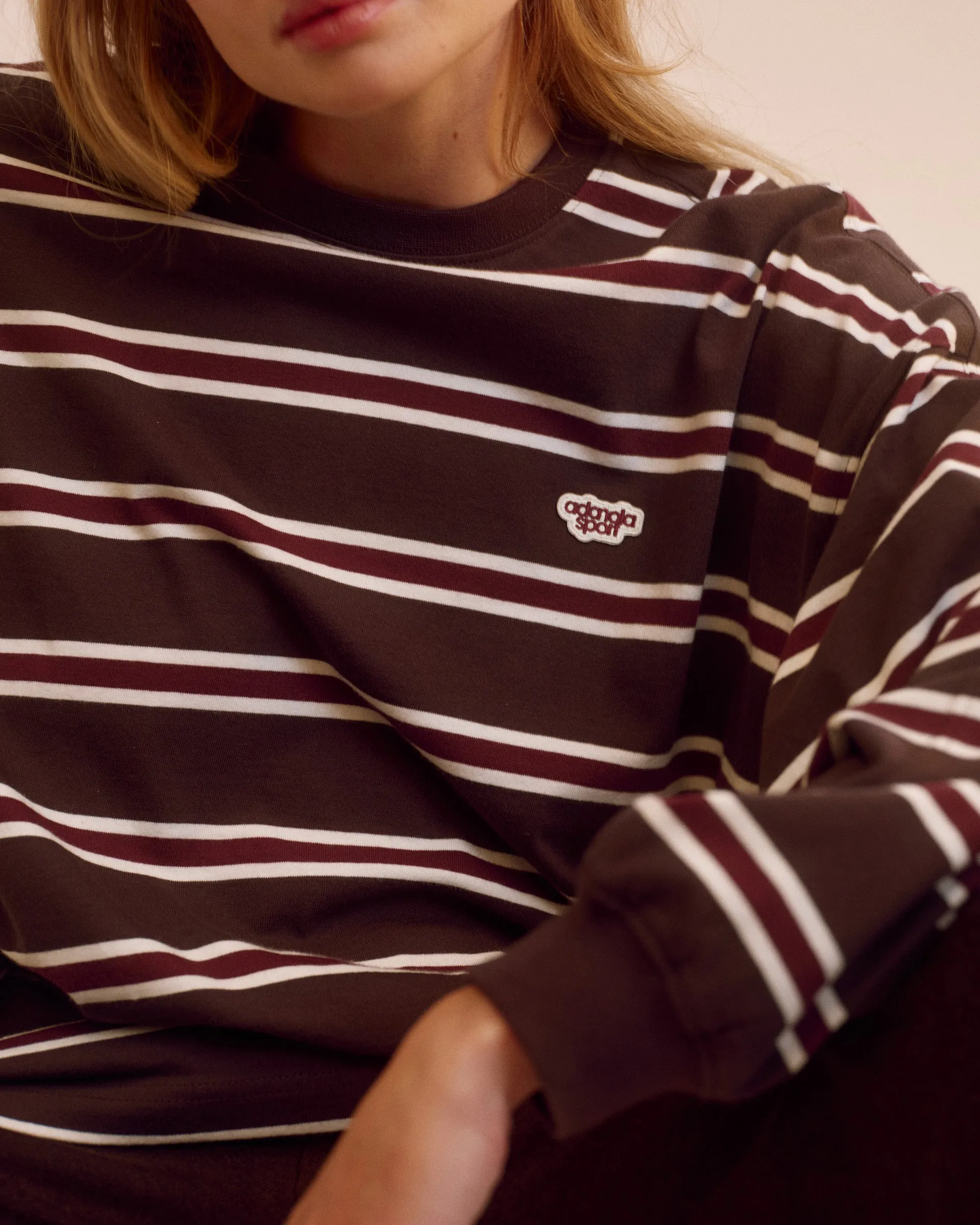 Stripe Long Sleeve T-shirt - Coffee Bean Stripe Sleep Stylish piece