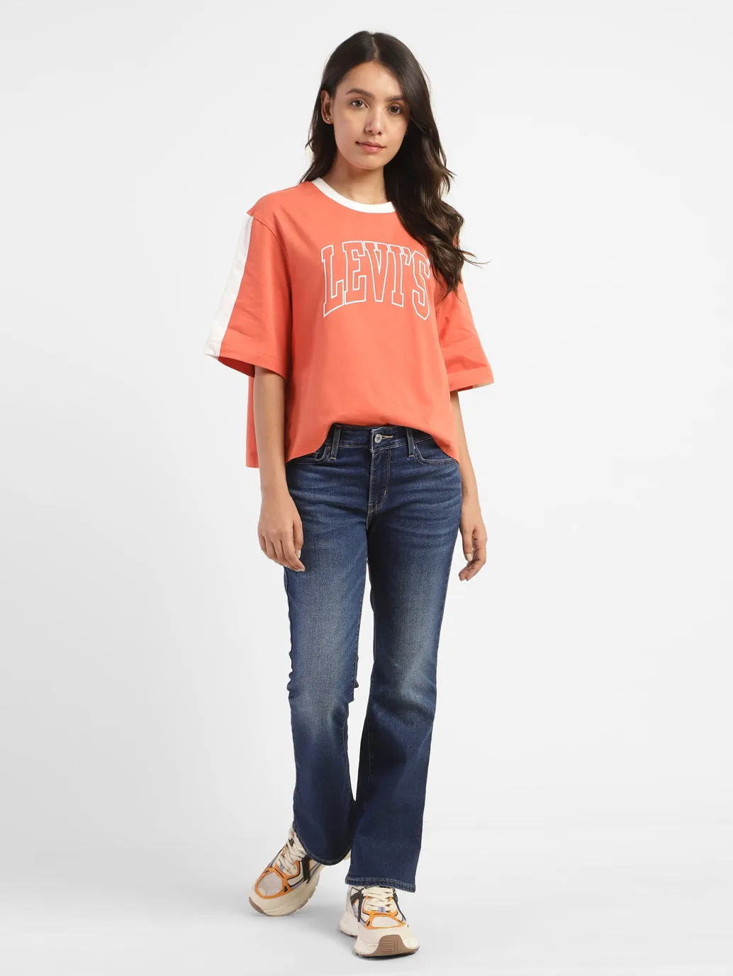 Stretch Comfort Women's 715 Blue Flared Fit Mid Rise Jeans