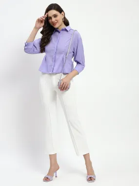 Snag Free Surface Simple Comfort Madame Cinched Waist Lilac Shirt