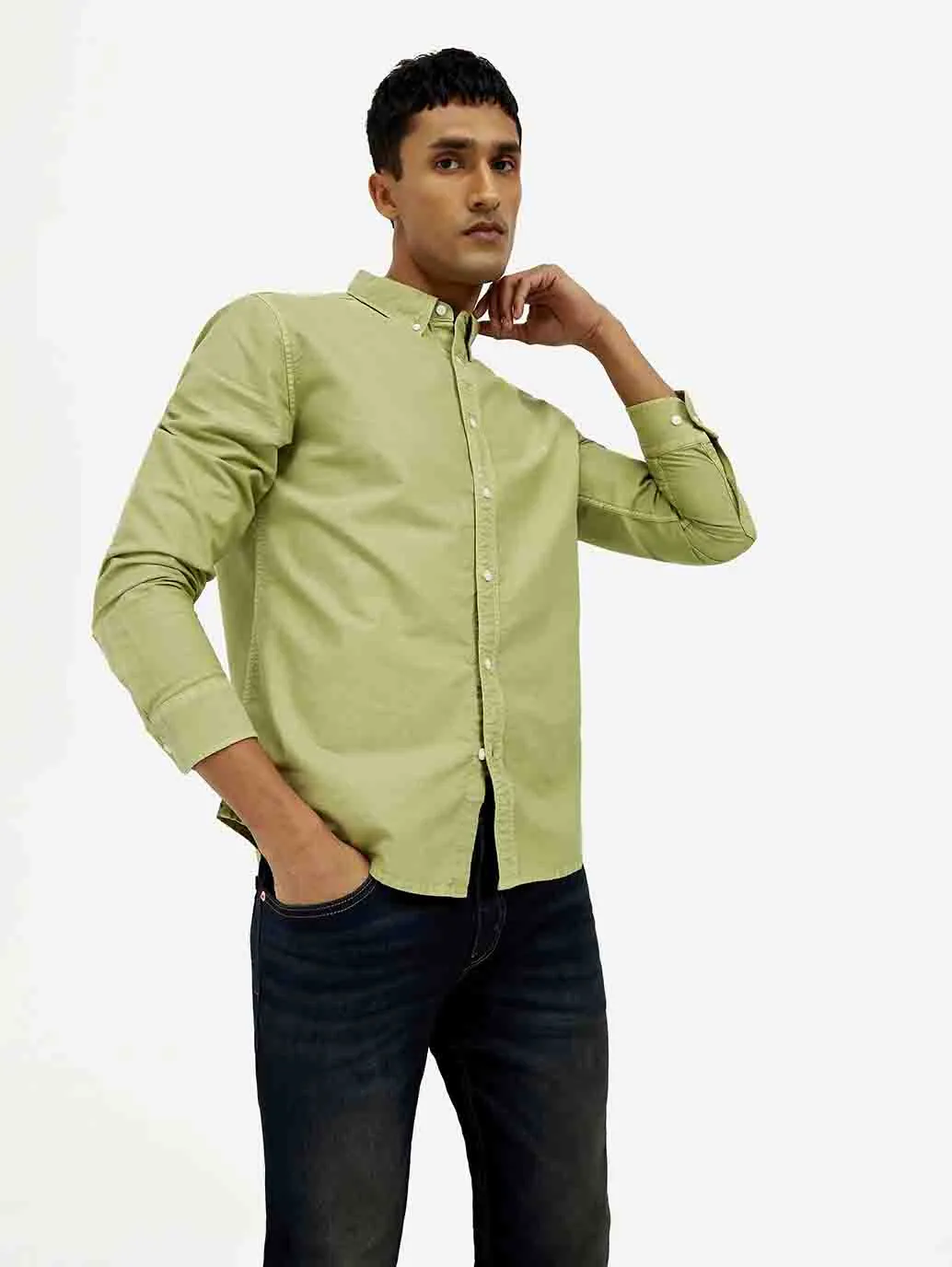 Gym Companion Men's Solid Dyed Slim Fit Shirt