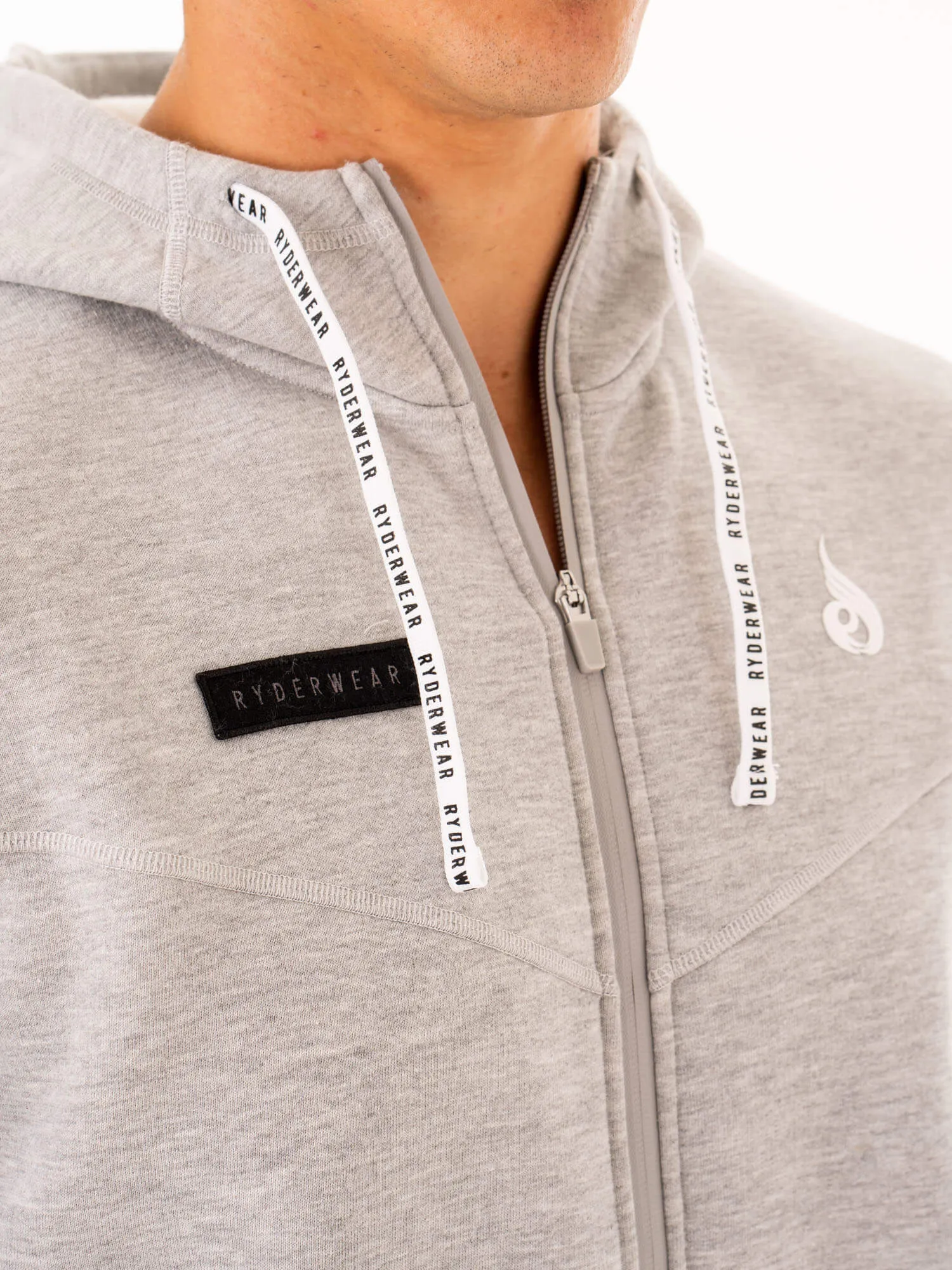 Hooded style Flexible Elbow Patches Recharge Zip Up Hoodie - Grey Marl