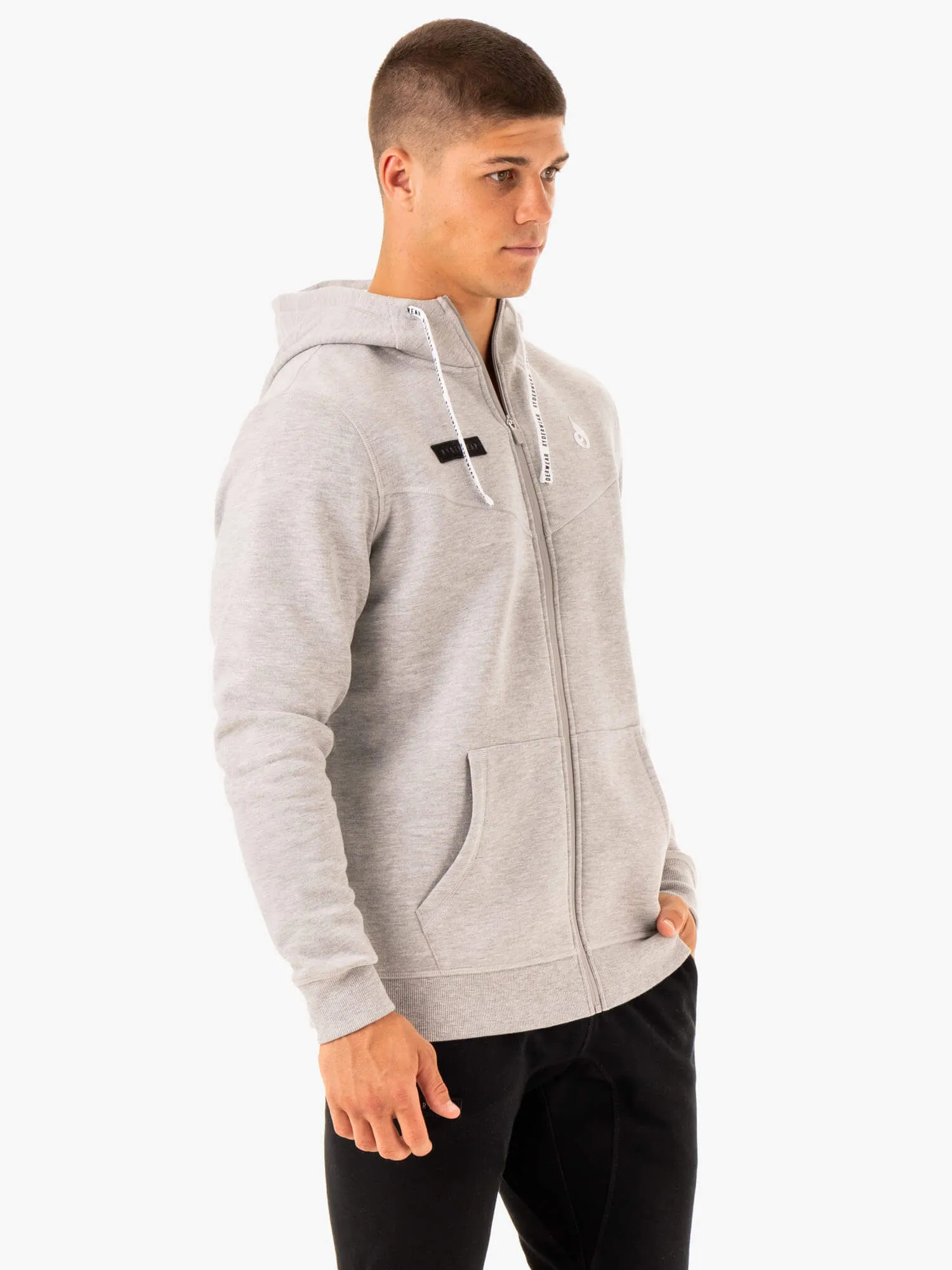 Multi Pocket Functionality Recharge Zip Up Hoodie - Grey Marl