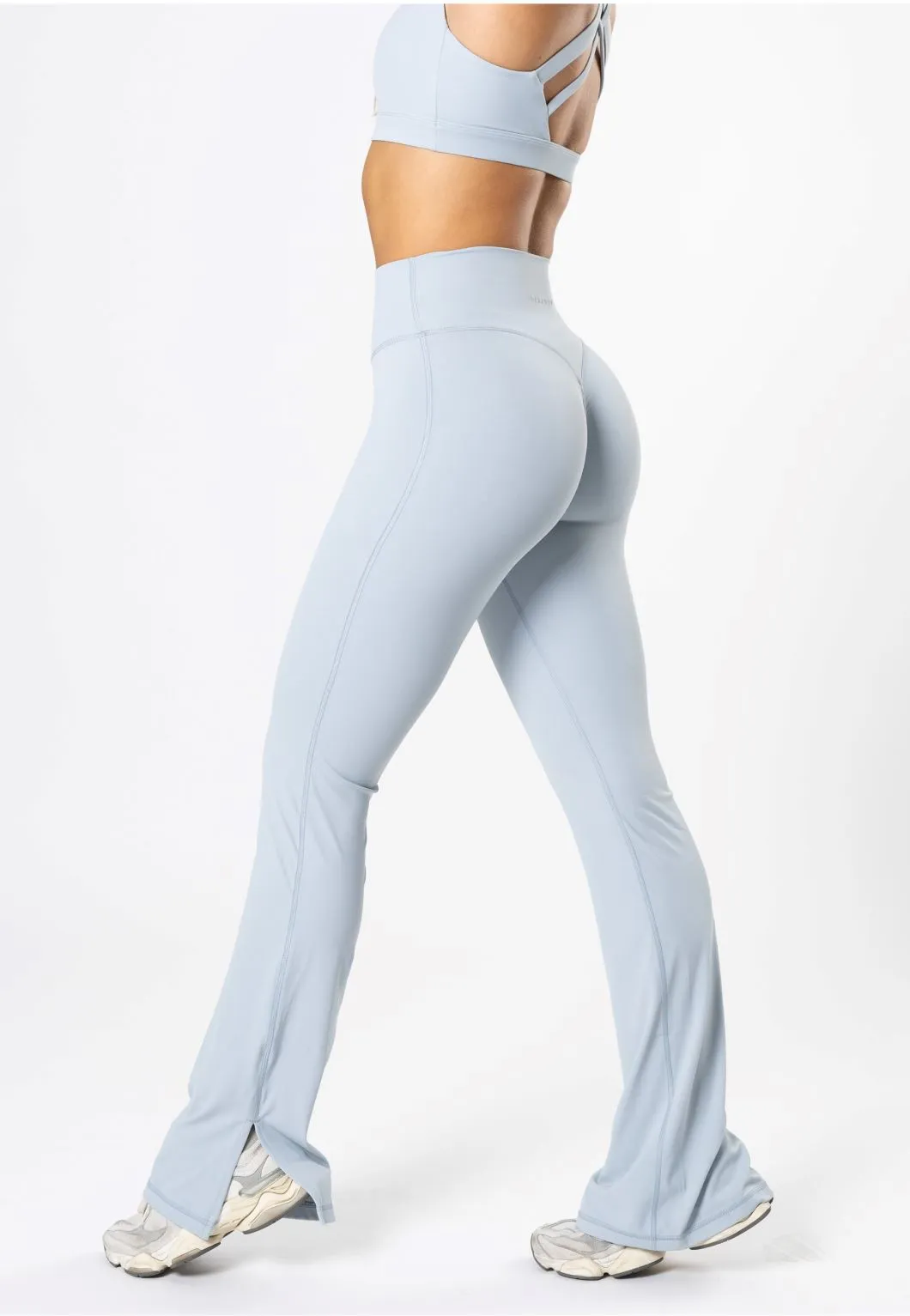Non See Travel Enthusiast Supportive Waist RecStretch Original Sculptseam? Plus Flare Legging 34" Pearl Blue