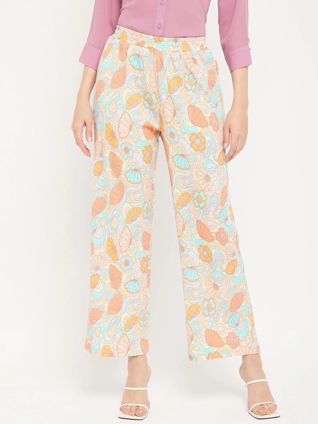 Quick Release Closure Tapered ankle Madame Floral Flared Trousers