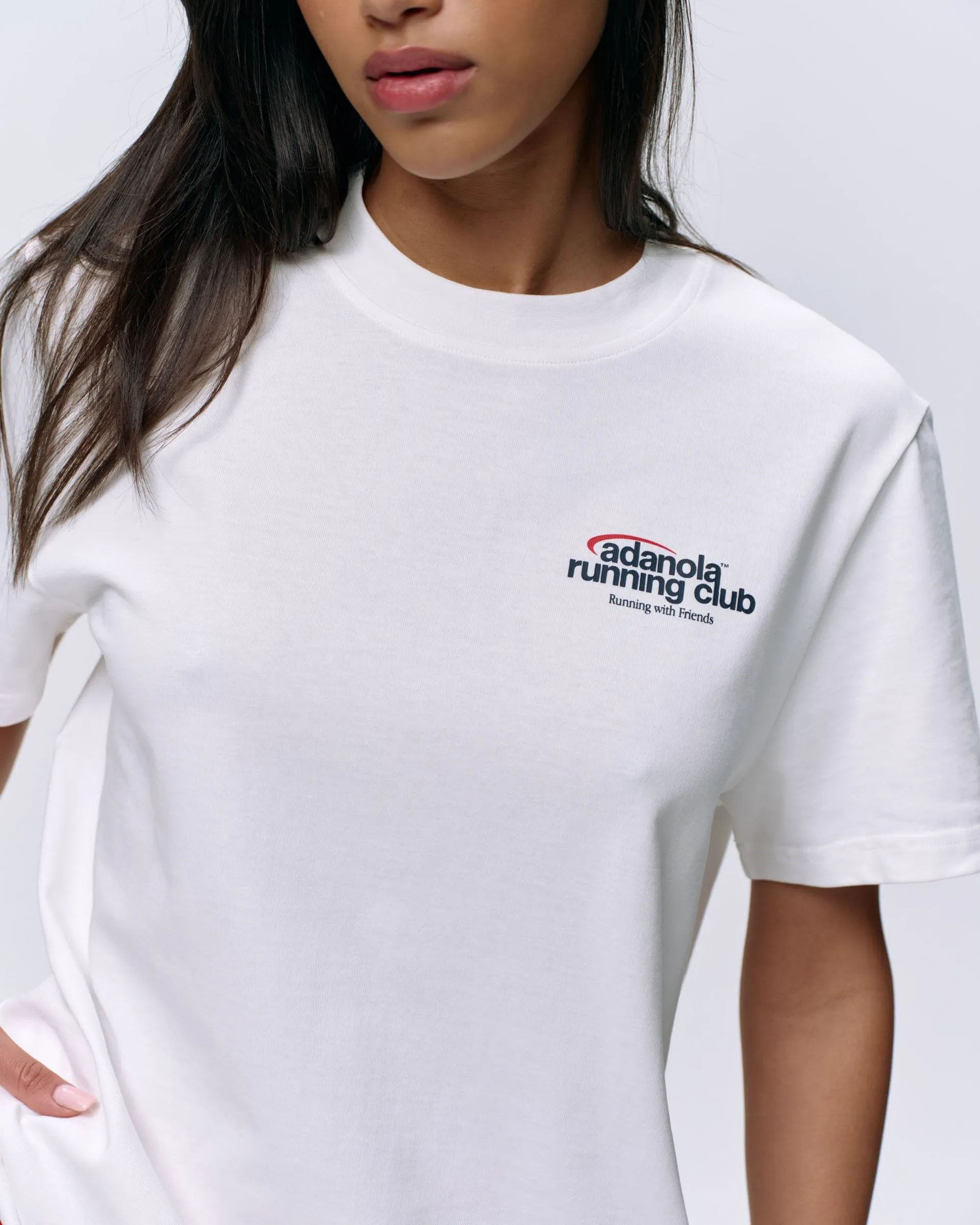 funky Raw Hem Finish Adanola Running Short Sleeve Oversized T-shirt - White/Classic Red