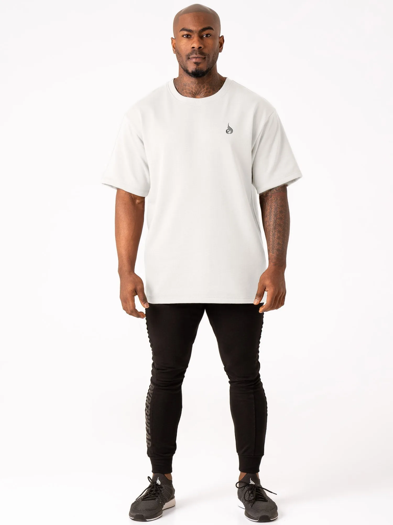 Throwback Fleece Oversized T-Shirt - White Smart Wear