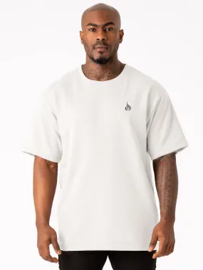 Quick Dry Comfort Throwback Fleece Oversized T-Shirt - White