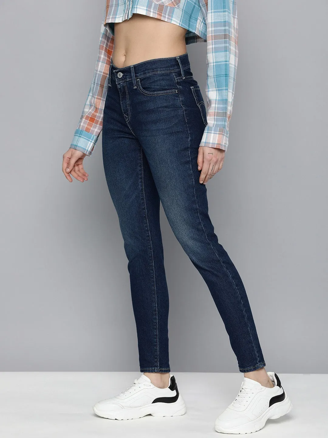 Women's 710 Blue Skinny Fit Mid Rise Jeans Utility Style