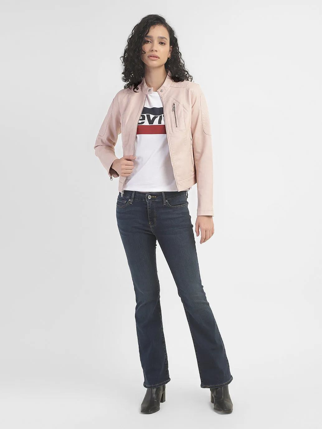 Women's Solid Band Neck Jackets Crisp Weather Fit