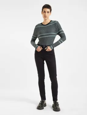 Women's 721 Navy Blue Skinny Fit High Rise Jeans Distressed Detailing Spring Mood Elegant City Walk