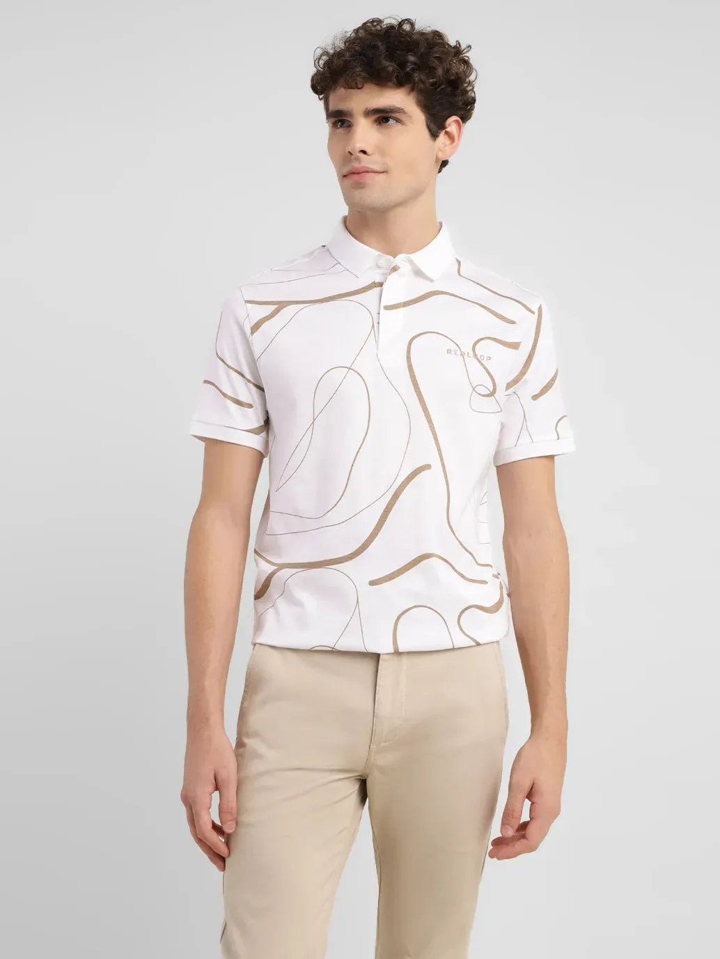 Sustainable Production Certification Men's Redloop Abstract Slim Fit Polo T-shirt