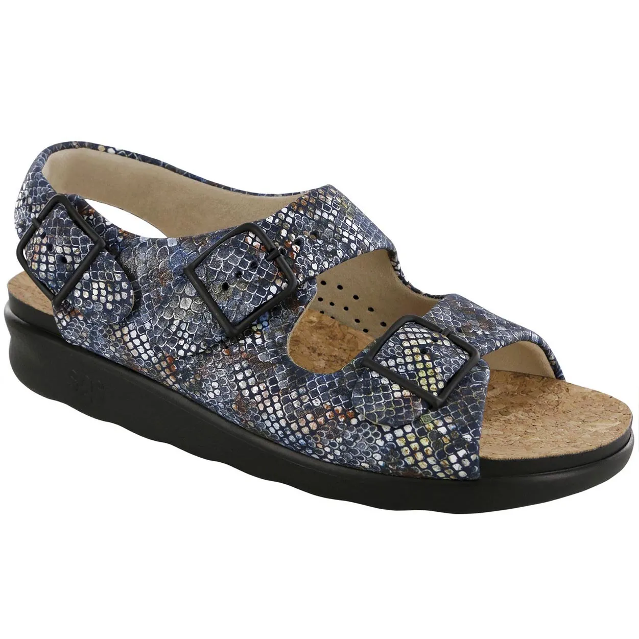 Relaxed - Navy Multisnake Chic Straps Reinforced Stitching