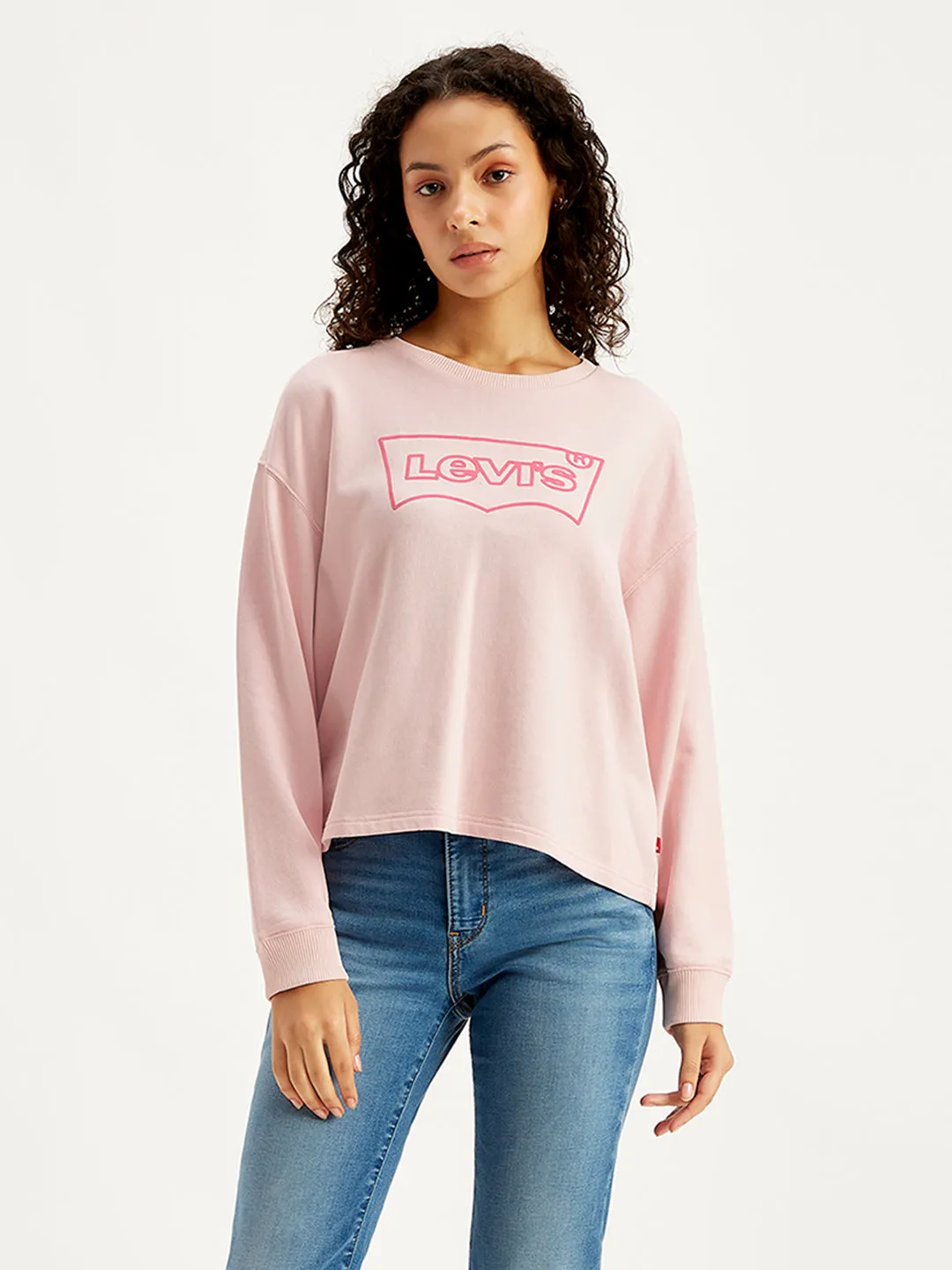 Easy Layer Workout Gear Women's Brand Logo Light-Pink Crew Neck Sweatshirt
