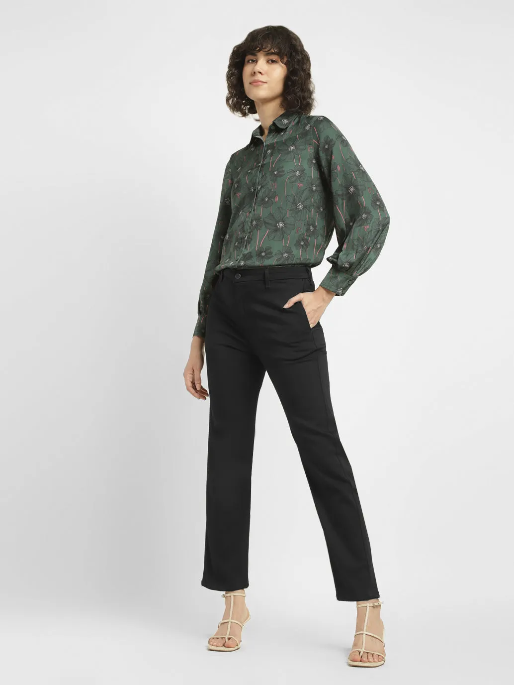 Shopping Day Vibrant Office Wear Women's Redloop Black Wedgie Straight Fit Mid Rise Jeans