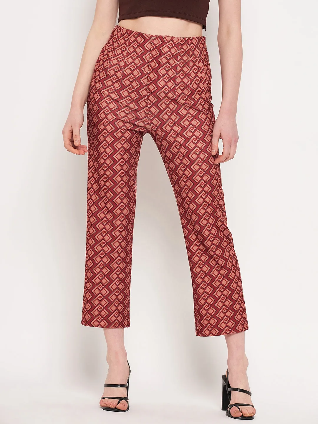 Madame Printed Rosewood Trouser Skinny Fit Basic Utility