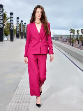 Travel Essential Madame Straight Fit Flared Hot Pink Trousers