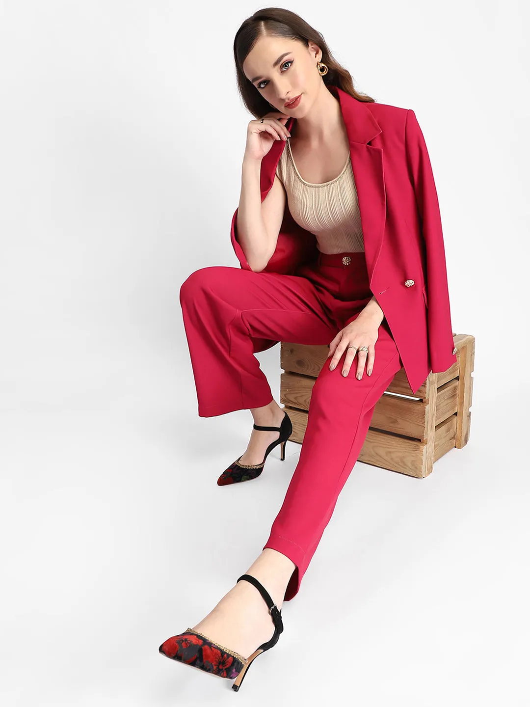 Madame Straight Fit Flared Hot Pink Trousers All terrain