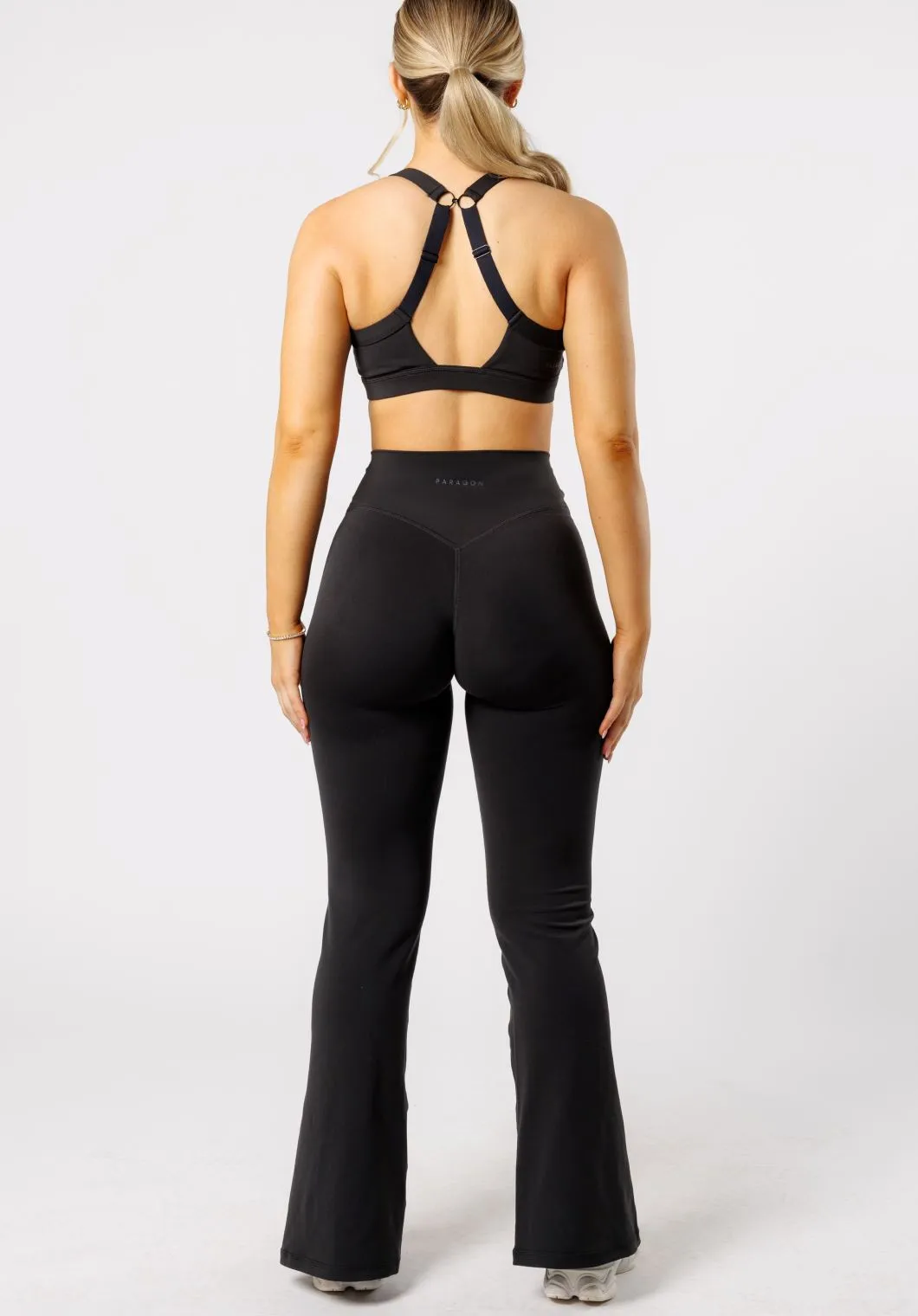 Stretch Form Body Shaping Dance Practice Reluna? Front Slit Sculptseam? Flare Leggings 31" Black