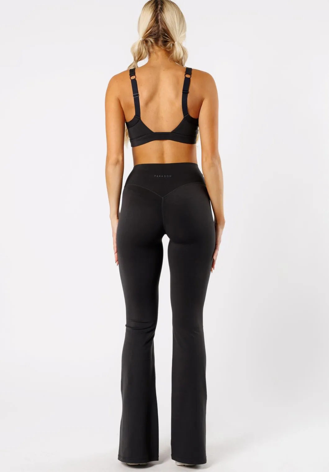 Reluna? Front Slit Sculptseam? Flare Leggings 34" Black Flatlock Stitching Technique For Teens Compression Support