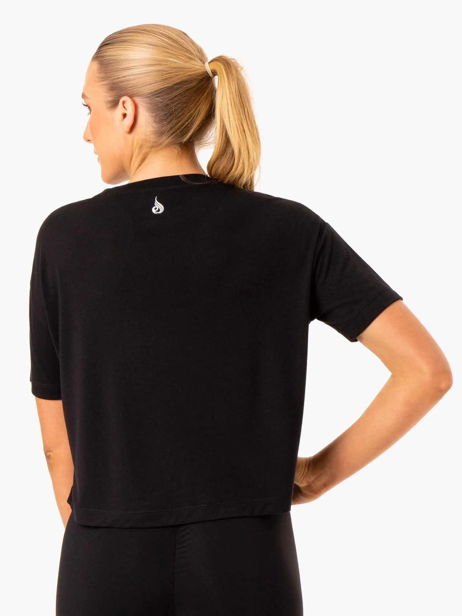 Replay Boxy Tee - Black Stretchable Collar Band