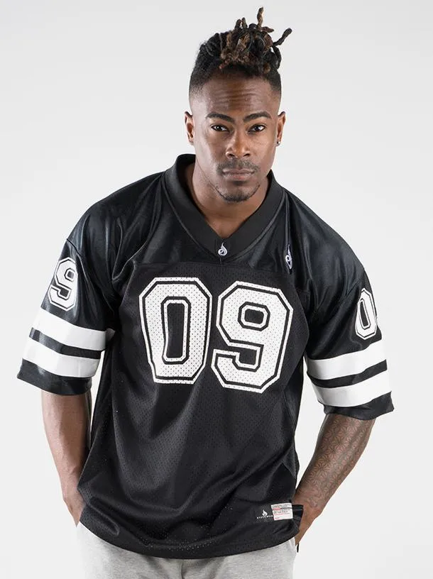 Trendy Wearable Collared Mens Varsity Jersey - Black