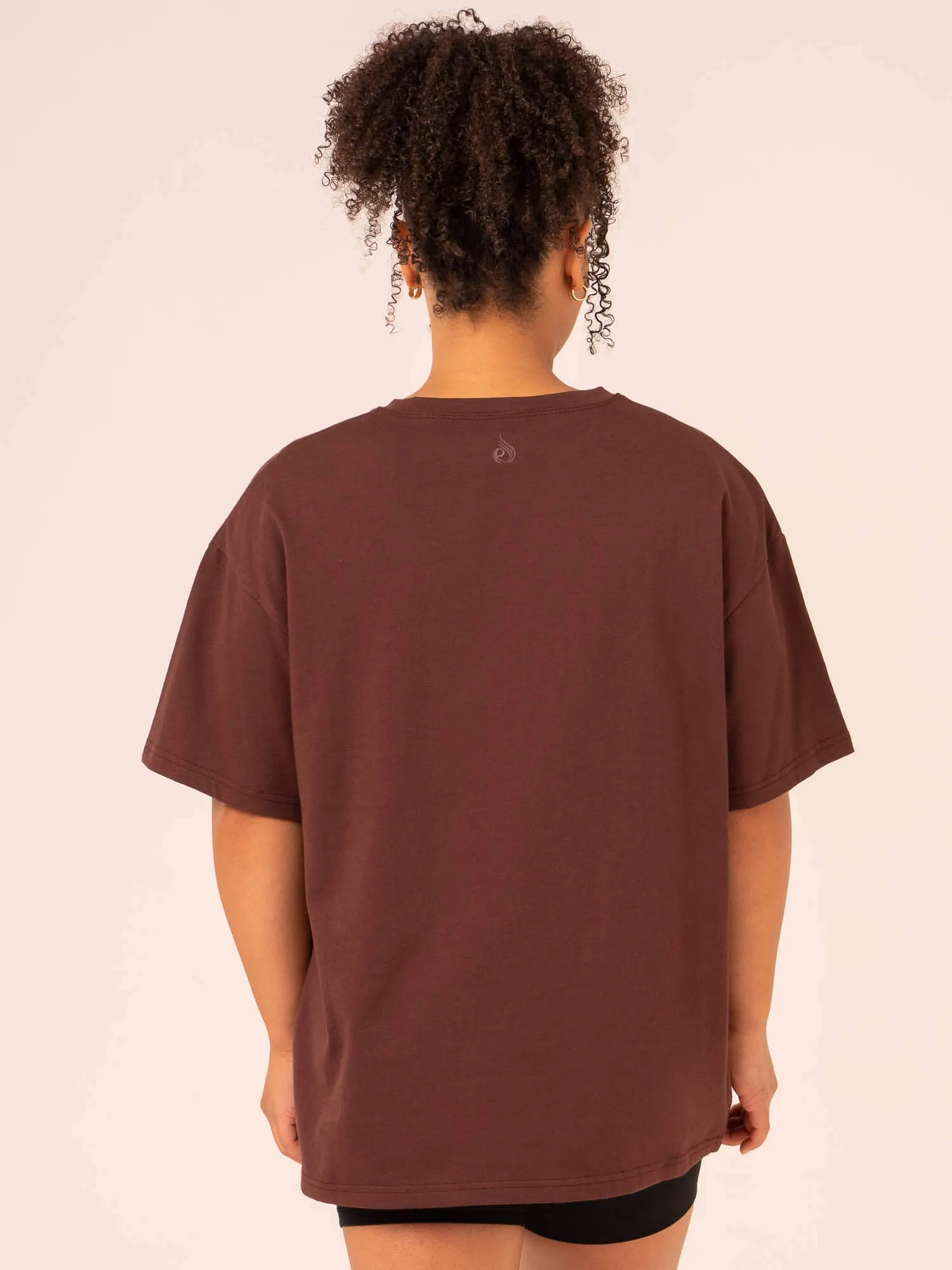 Chic Comfort Style Retro Oversized T-Shirt - Chocolate