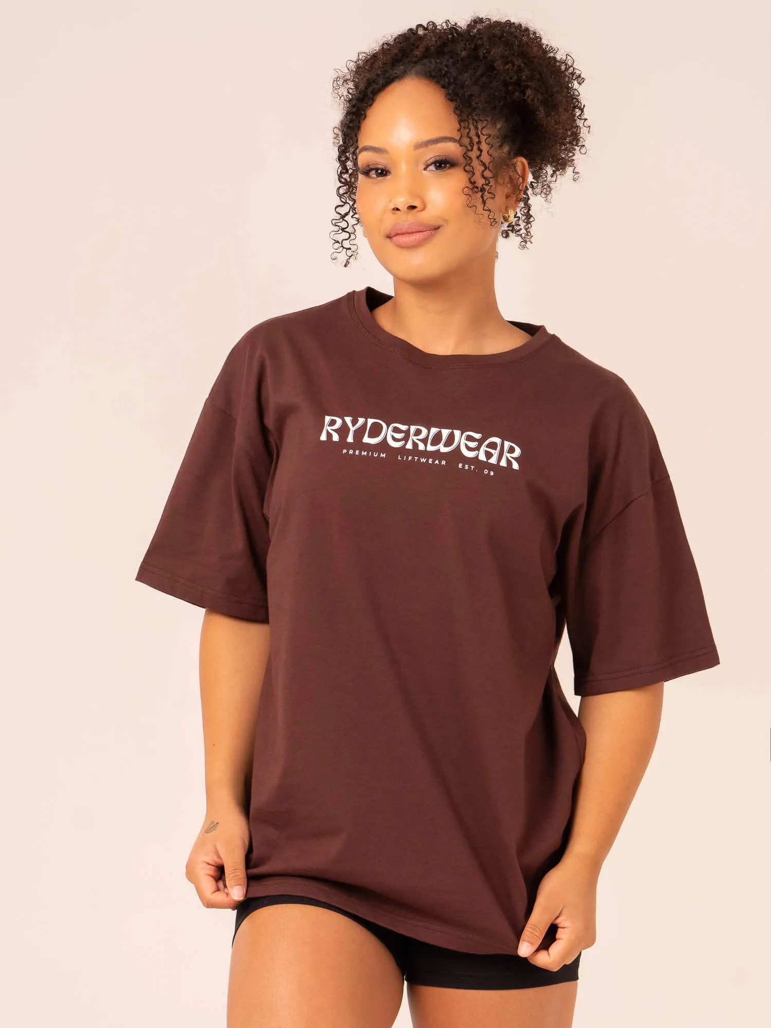 easy to pair Retro Oversized T-Shirt - Chocolate