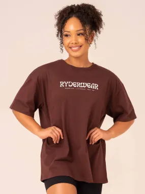 Retro Oversized T-Shirt - Chocolate Stretch Design
