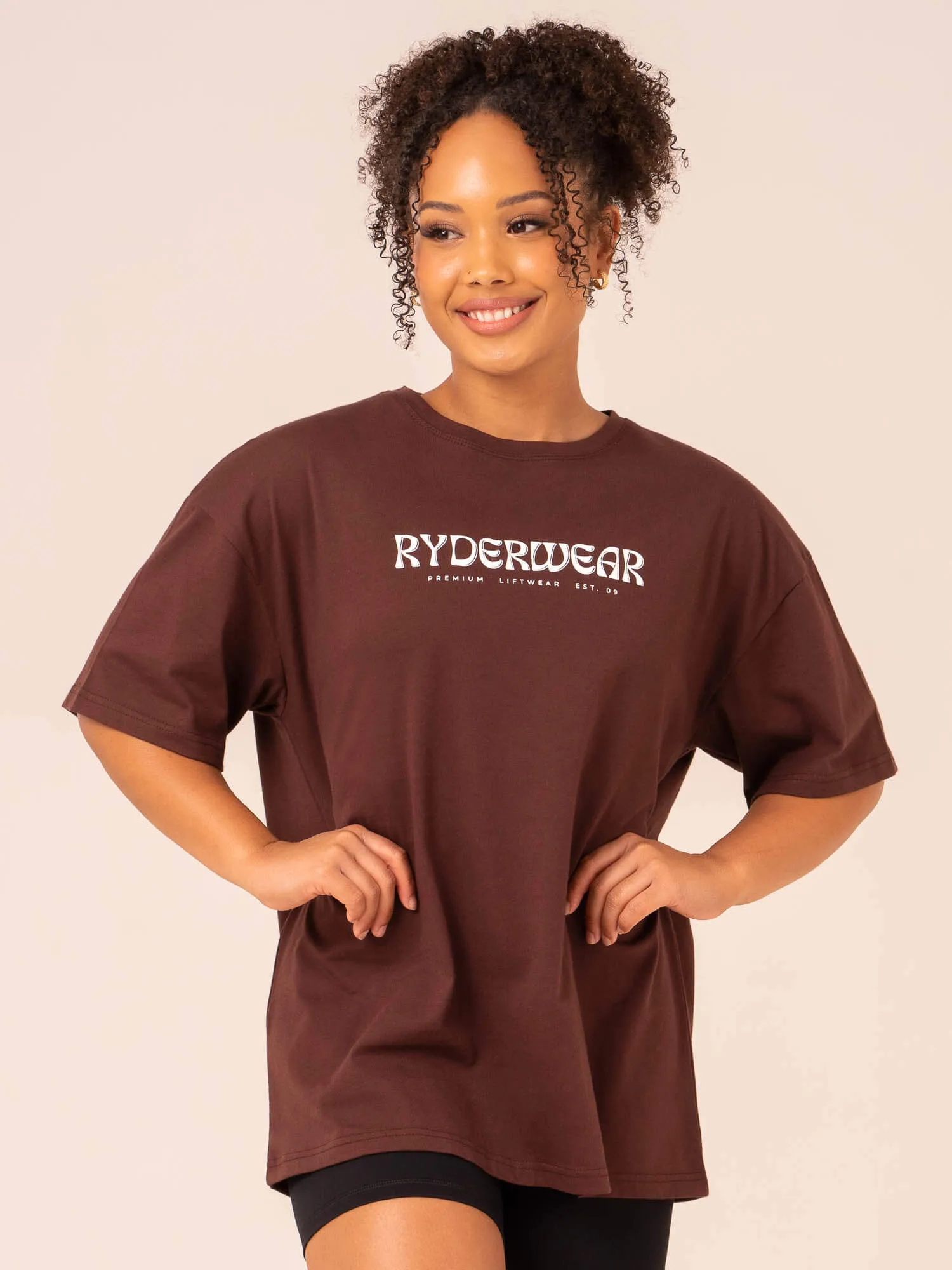 Retro Oversized T-Shirt - Chocolate Stretch Design