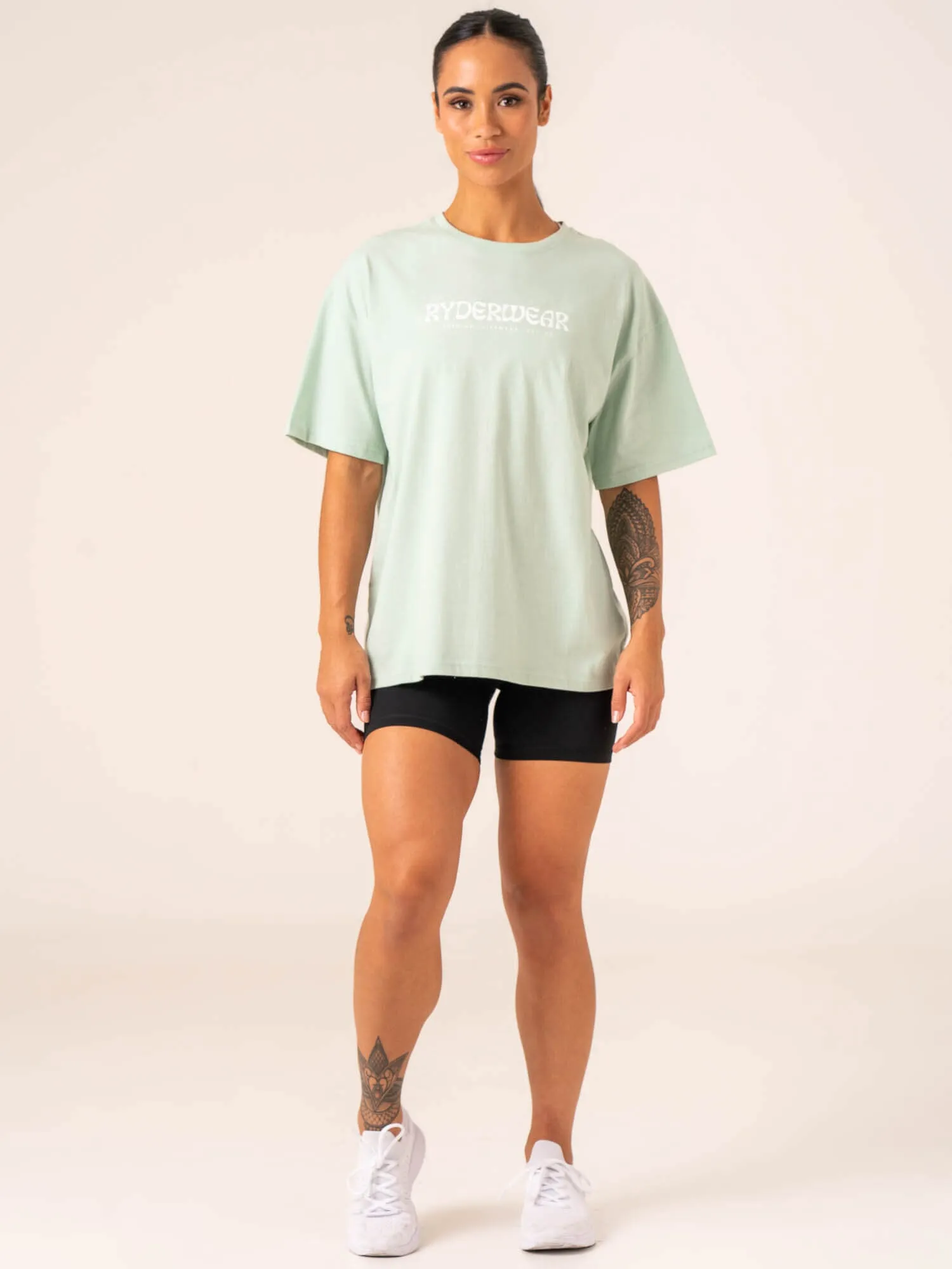 Vintage Wash Effect Cool and Comfortable Retro Oversized T-Shirt - Mint