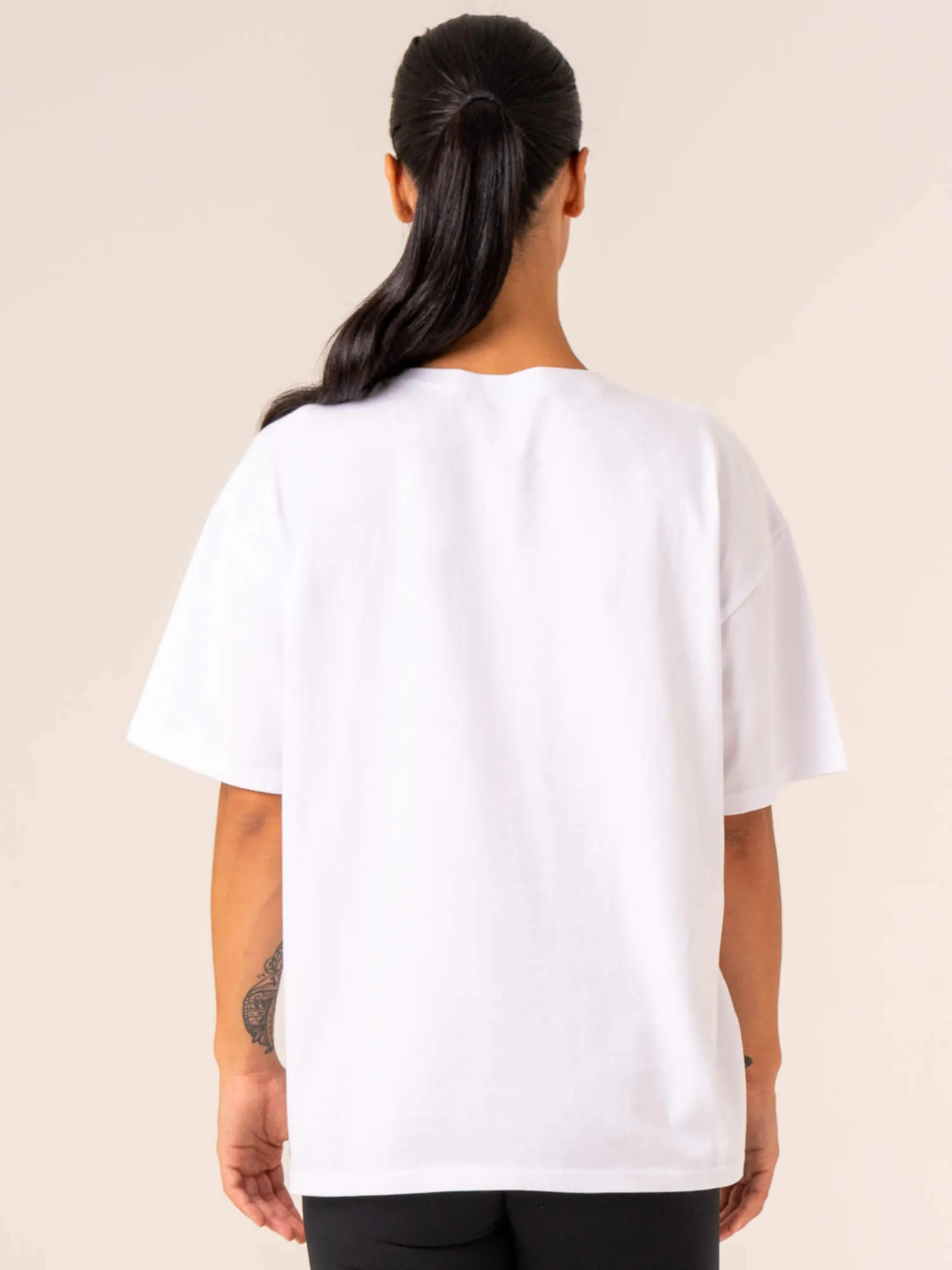 Outdoor Adventure Seamless Edging Retro Oversized T-Shirt - White