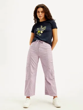 Great Base Women's Purple Loose Fit High Rise Jeans