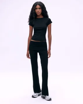 Rib Fold Over Pants - Black WaterproofTechnology