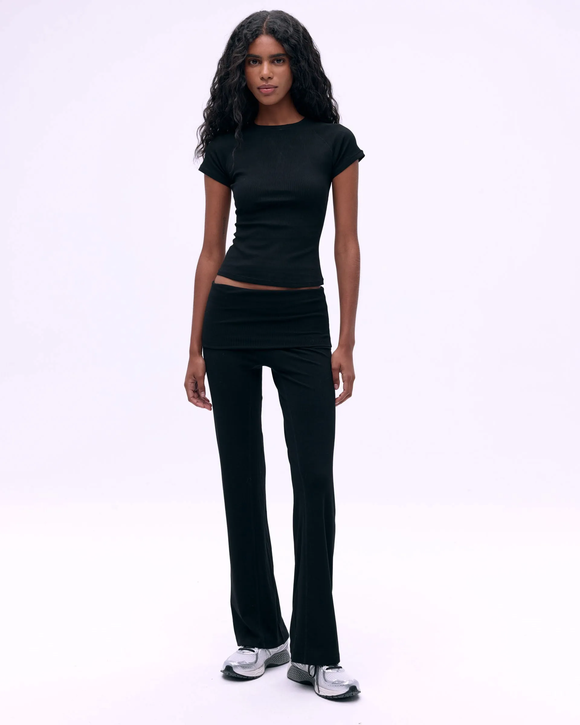 Rib Fold Over Pants - Black WaterproofTechnology