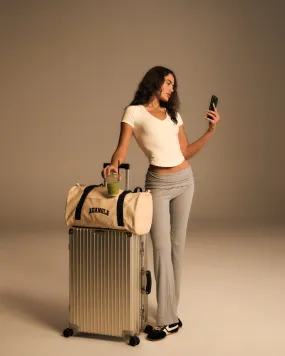 Quick Cool Rib Fold Over Pants - Grey Melange