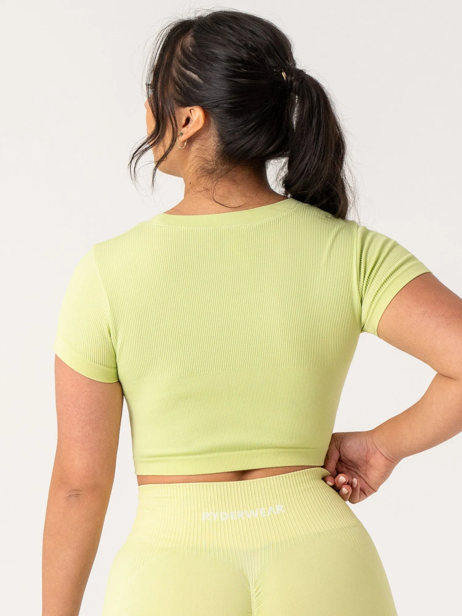 Rib Seamless T-Shirt - Lime monochromatic