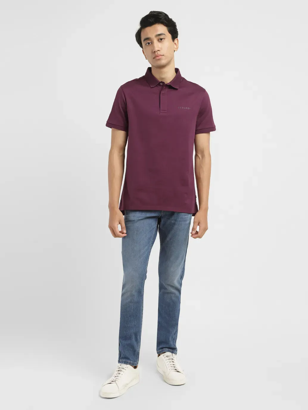 Durable Material Men's Redloop Solid Slim Fit Polo T-shirt