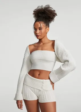 3-In-1 Set Articulated Sleeves Ribbed Knit Shrug