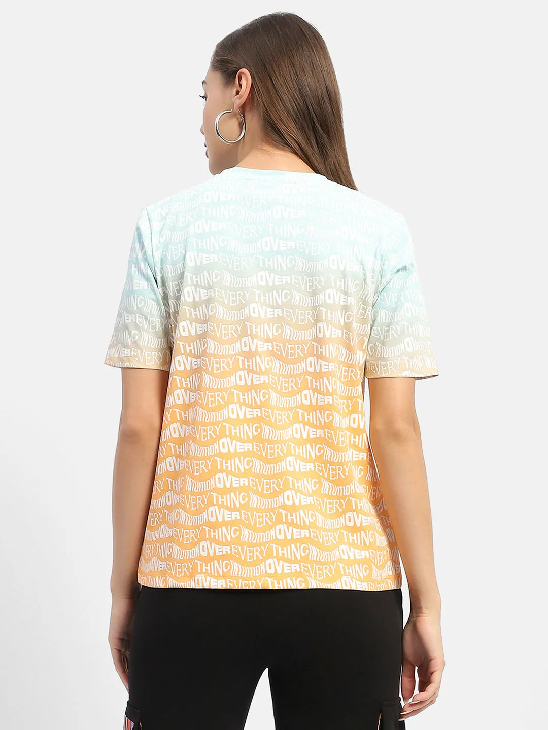 Madame Typography Orange Ombre Effect T-Shirt Pocket Reinforcement Outdoor Light