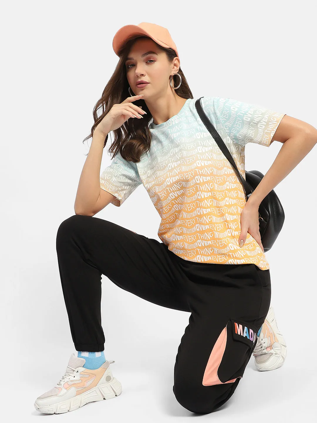 Madame Typography Orange Ombre Effect T-Shirt insulated Cozy Performance